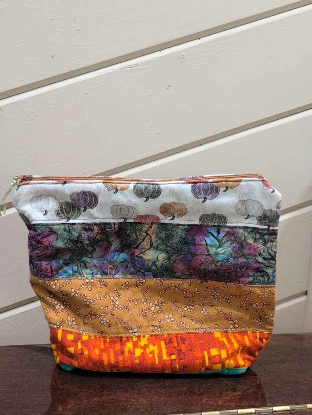 Patchwork Multicolor Women's Zipper Pouch Pumpkins Fall Autumn Floral Vine